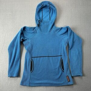 Melanzana Micro Grid Hoodie, Womens Small Blue Made In Colorado